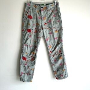 Anthropologie Wanderer Floral Embroidered Size 30 Boho Utility Statement Pants '